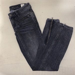 Free People Grey Wash Zipper Skinny Jean